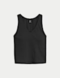 V-Neck Padded Fitted Yoga Crop Vest Top