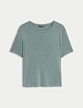 Modal Rich Rib Round Neck Boxy T-Shirt