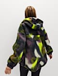 Borg Zip Up Printed Longline Fleece