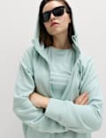 Cotton Rich Zip Up Relaxed Hoodie