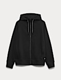 Cotton Rich Zip Up Relaxed Hoodie
