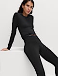 Go Balance Scoop Neck Open Back Fitted Top