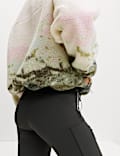 Borg Printed Funnel Neck Fleece Jacket