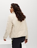 Textured Funnel Neck Puffer Jacket