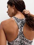 Go Train Printed Medium Support Racer Back Crop Top