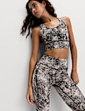 Go Train Printed Medium Support Racer Back Crop Top