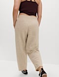 Cotton Rich High Waisted Barrel Leg Ankle Grazer Joggers