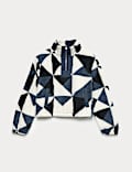 Borg Printed Funnel Neck Fleece Jacket