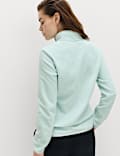 Funnel Neck Zip Up Fitted Fleece Jacket