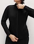 Thermal Funnel Neck Fleece Lined Zip Up Fitted Top