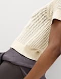 Open Knit Crew Neck Top