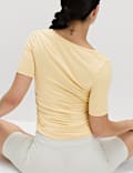 Go Balance Scoop Neck Ruched Fitted Top