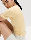 Go Balance Scoop Neck Ruched Fitted Top