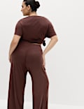 Modal Rich Pleated Wide Leg Joggers