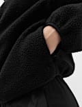 Borg Half Zip Hooded Fleece Jacket