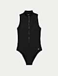 Padded Zip Up High Neck Swimsuit