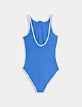Tummy Control Padded Zip Up Scoop Neck Swimsuit