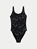 Traje de baño estampado con relleno y control del abdomen