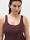 Tummy Control Textured Padded Scoop Back Swimsuit