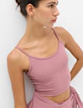Essential korte top met wijde, ronde hals