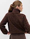 Texturierte Fleece-Jacke mit Stehkragen aus Teddyfutter