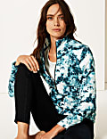 Printed Funnel Neck Fleece Jacket 