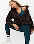 Borg Half Zip Textured Funnel Neck Fleece Jacket