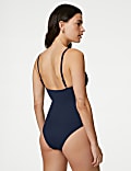 Tummy Control Ribbed Padded V-Neck Swimsuit