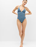 Textured Halter Neck Swimsuit