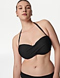 Bandeau-bikinitop met beugel en gedraaide voorkant, cupmaten D-GG