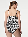 Tummy Control Printed Wired Plunge Tankini Top D-F