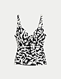 Tummy Control Printed Wired Plunge Tankini Top D-F