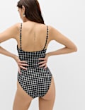 Maillot de bain bandeau ajour&eacute; &agrave; carreaux