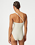 Textured Ring Detail One Shoulder Swimsuit