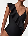 Neoprene Padded Frill Plunge Swimsuit