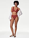 Haut de bikini ampliforme plongeant à col V et motif texturé