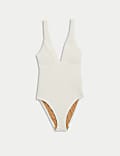Textured Padded Plunge Swimsuit