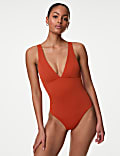 Textured Padded Plunge Swimsuit