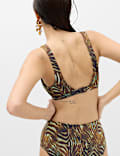 Animal Print Padded Plunge Bikini Top