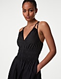 Pure Cotton V-Neck Midaxi Beach Dress