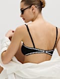 Bandeaubikini-top in festonsteek met vulling en ringdetail
