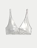 Metallic Padded Plunge V-Neck Bikini Top