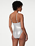 Metallic Padded Plunge V-Neck Swimsuit