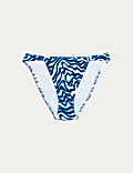 Printed Knot Detail High Leg Bikini Bottoms