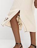 Linen Rich Embroidered Midi Shift Dress