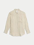 Pure Linen Collared Oversized Girlfriend Style Shirt