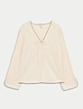 Linen Rich V-Neck Top