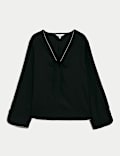 Linen Rich V-Neck Top