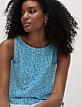 Linen Blend Geometric Vest Top