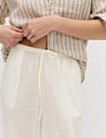 Pantalon de plage 100 % coton &agrave; ourlet bouffant
